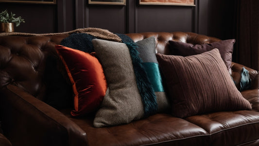throw pillow ideas for dark couch: pillow on brown couch