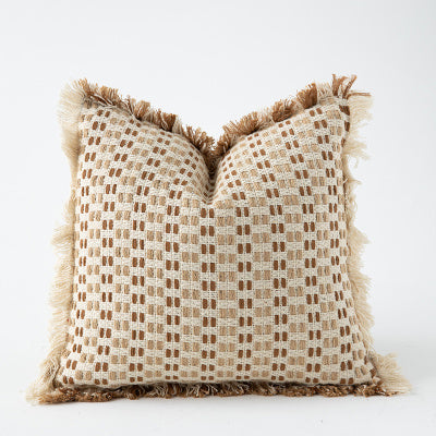 Luxury Brown and white Woven Throw Pillow Case with Core