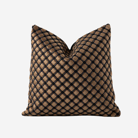 Luxury Brown Woven Throw Pillow Case with Core
