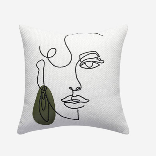 Nordic Style Earring Girl Sage Green  Pillow Collection