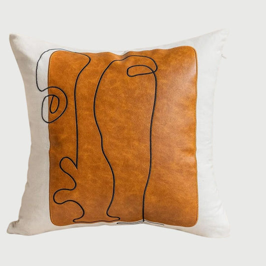 Brown Geometric Embroidery Pillow Throw Covers